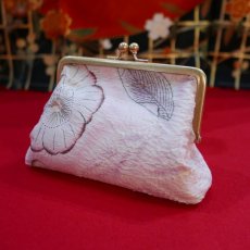 画像1: がま口ポーチ　辻が花　ピンク (1)